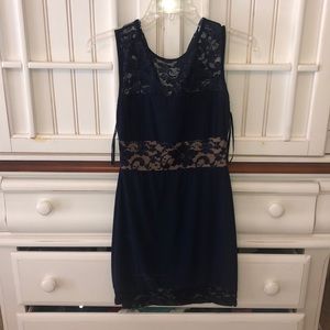 Navy and nude dress